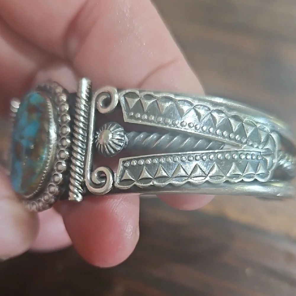 Antique Vintage Royston Turquoise Cuff Delbert Gordon Master Navajo Silversmith